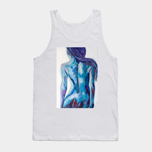 Abstract Nude in Teals and Blues Tank Top by Krusty